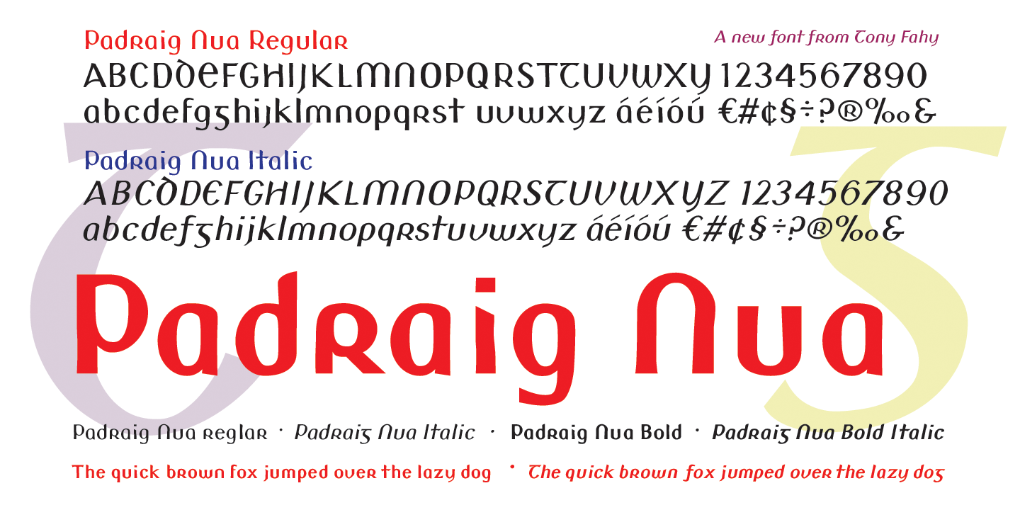 Przykład czcionki Padraig Nua Bold Italic